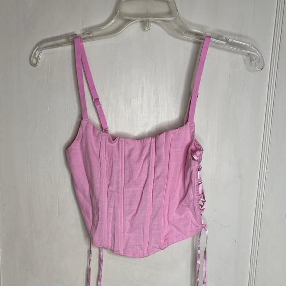 Gilly Hicks Pink Women's Corset Lace Up Cotton Top Small - Picture 1 of 9